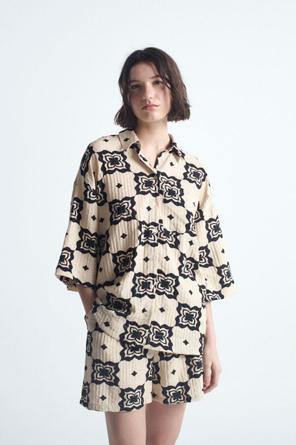 Object Camisa de manga curta estampada Tostado