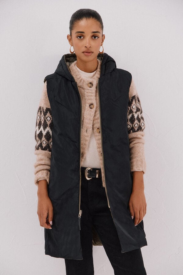Cortefiel Long reversible gilet Kaki