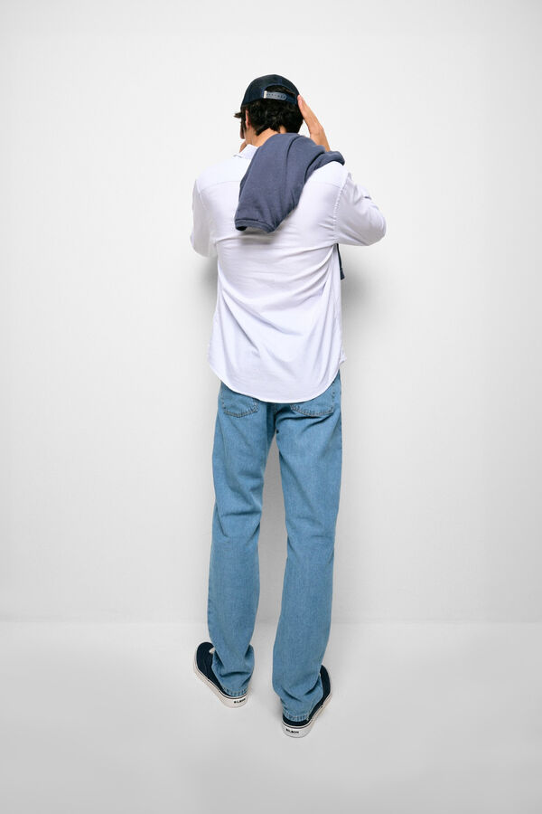 Silbon Oxford sport t-shirt with horizontal striped Grey