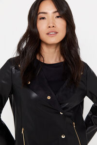 Cortefiel Faux leather jacket with buttons Black