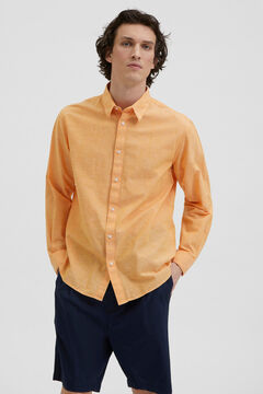 Cortefiel Regular fit linen shirt Orange