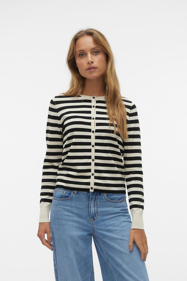 Cortefiel Jersey-knit striped cardigan Grey