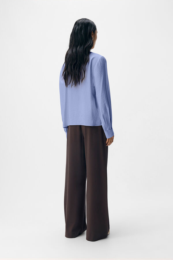 Object Blusa de laço de viscose Azul