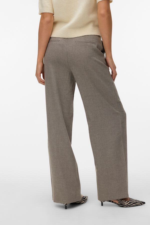 Vero Moda Cal&ccedil;a de vestir perna reta Castanho