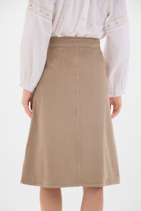 Cortefiel Corduroy cape skirt Beige