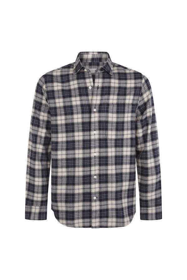 Cortefiel Checked flannel shirt Navy
