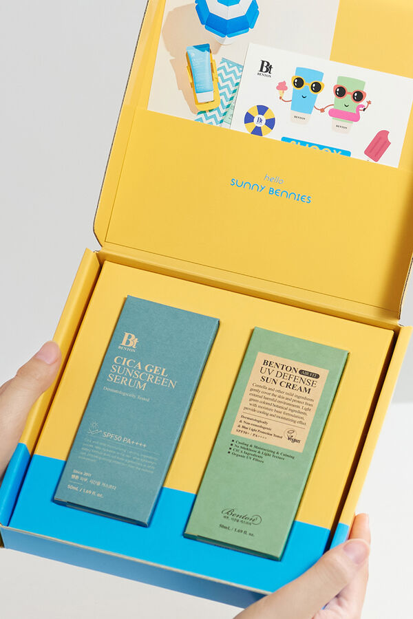 Benton Invisible SPF50 and SPF50+ sunscreen duo Yellow