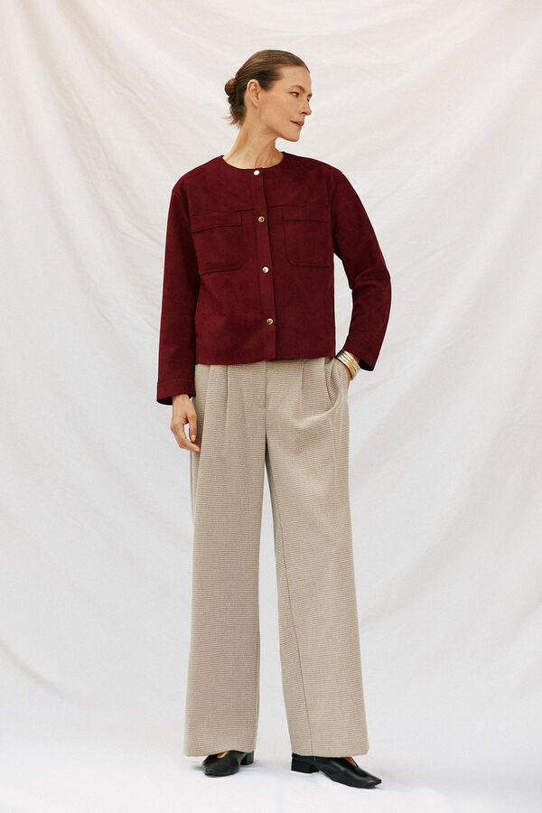 Cortefiel Faux leather jacket Maroon