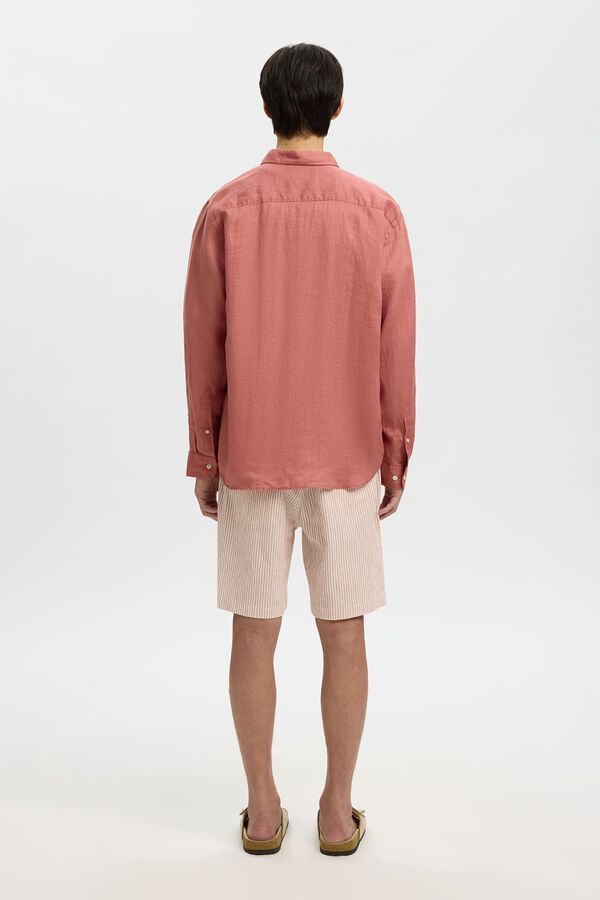 Selected Camisa de manga comprida em linho Subiu