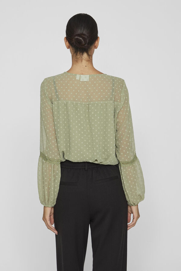 Vila Blusa plumeti de manga comprida Verde
