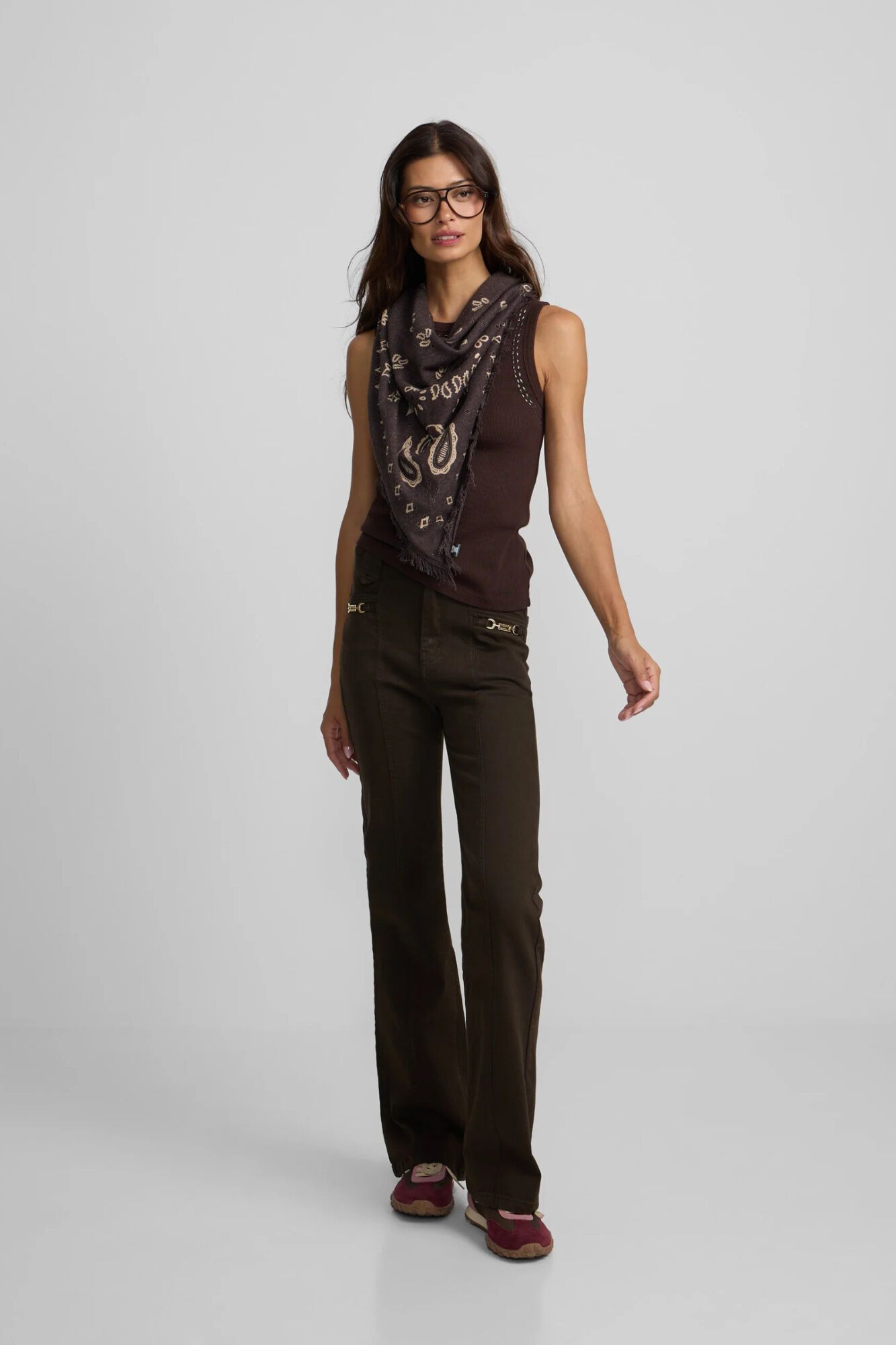 Silbon Denim straight trousers with buckle detail
