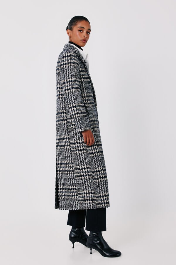 Cortefiel Plaid long coat Multicolour