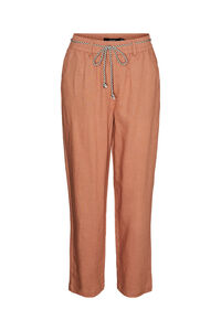 Cortefiel Long linen trousers  Brown