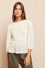 Slowlove Top estampado fruncido Marfil