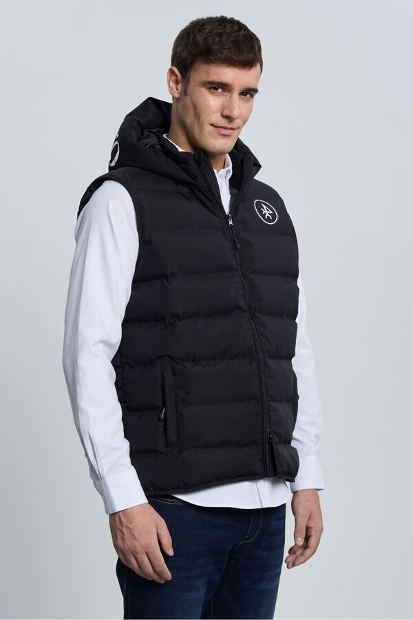 Valecuatro Colete acolchoado preto com capuz Preto