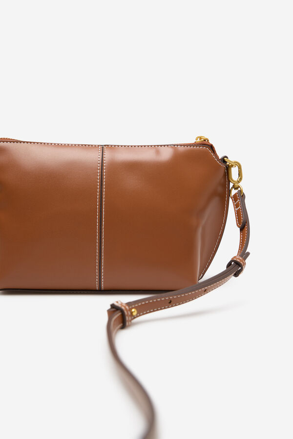 Cortefiel Basic crossbody bag with stitching Brown