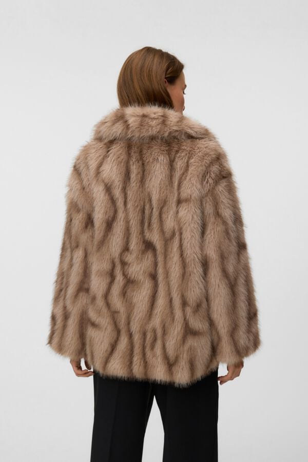 Vero Moda Faux fur belted jacket Brown