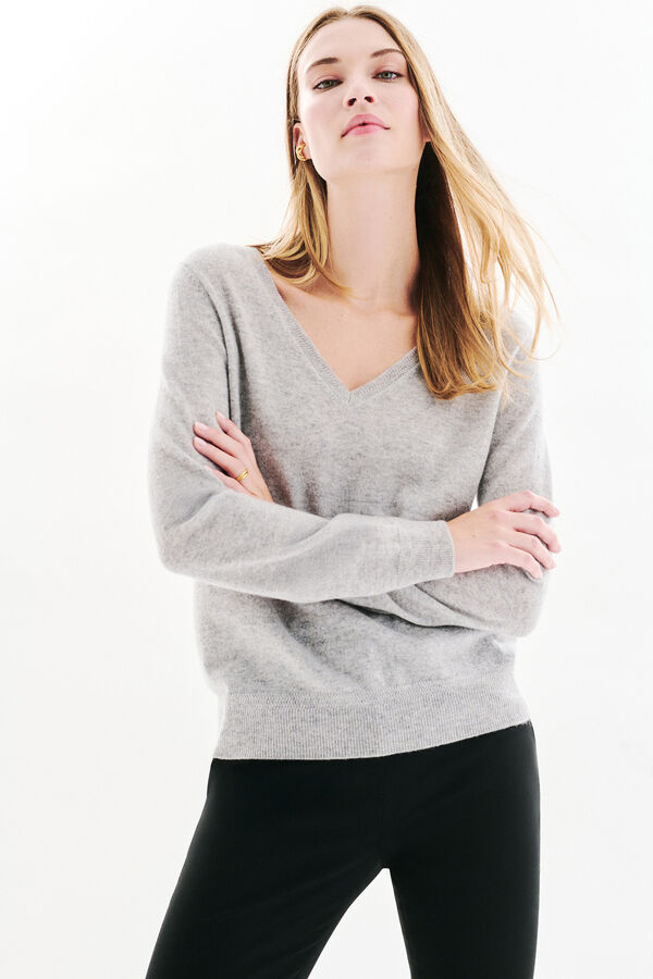 Caroll Marianne2 Camisola 100% caxemira Cinzento