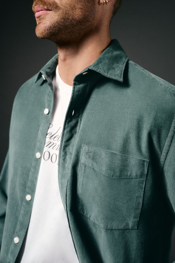 OOTO Camisa micropana lisa Turquesa