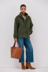 Cortefiel Short soft fabric coat Green