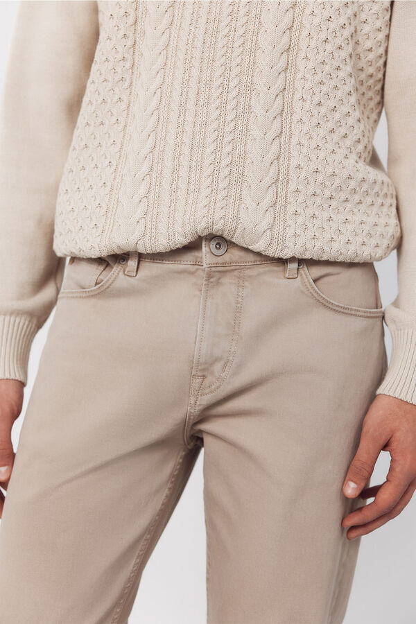 Cortefiel 5-pocket regular fit coloured trousers Beige