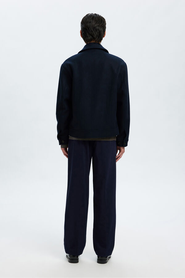 Selected Blusão curta de lã com fecho-éclair Azul