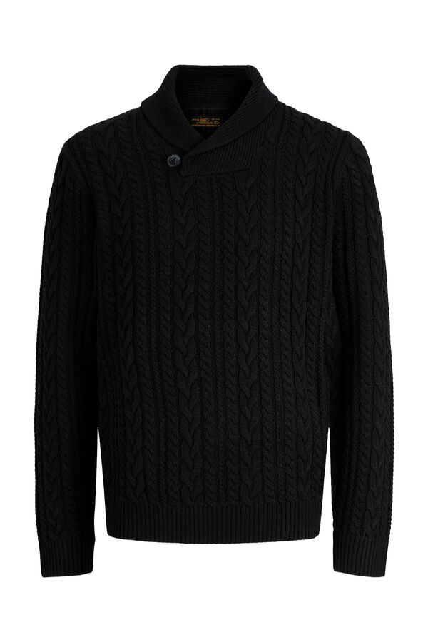 Jack & Jones Cotton shawl jumper Black