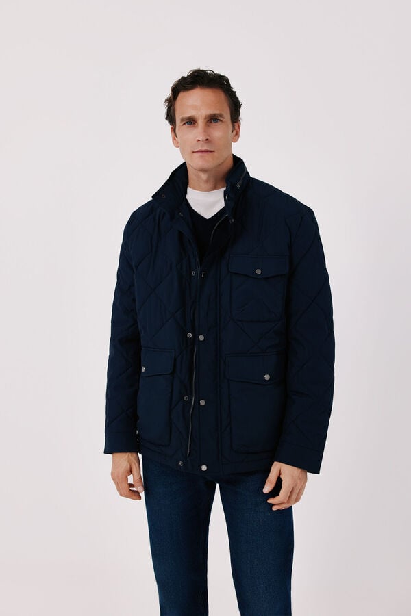 Cortefiel Diamond quilted field jacket Navy