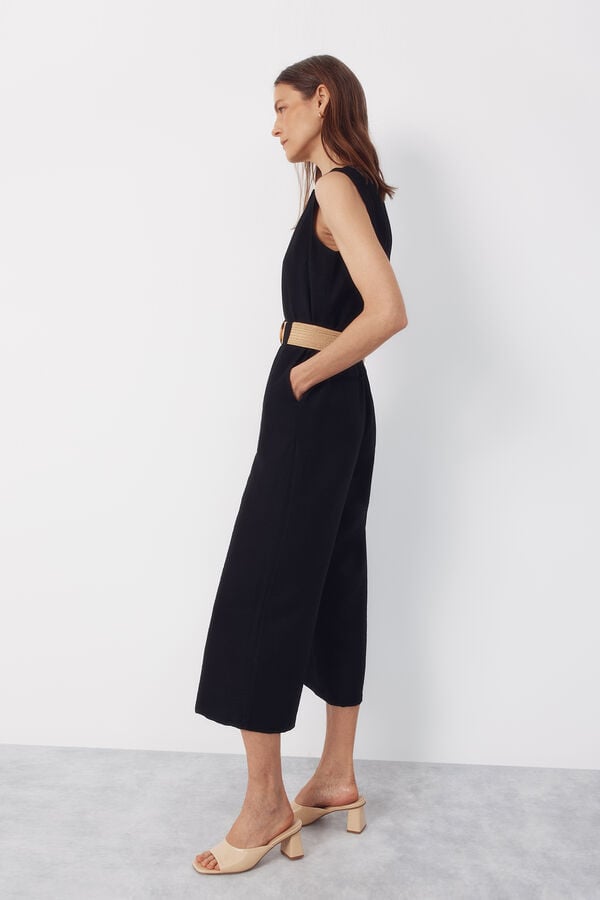 Cortefiel Belted jumpsuit Black