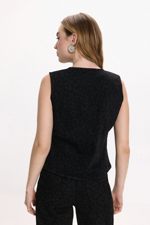 Vila Colete com estampa animal Preto