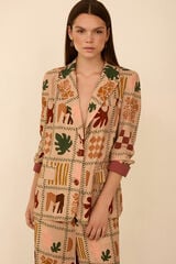 Meisie Printed fluid blazer Beige