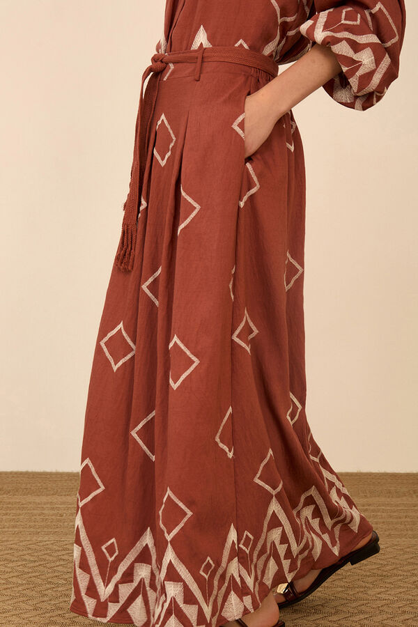 Meisie Embroidered long skirt Pink