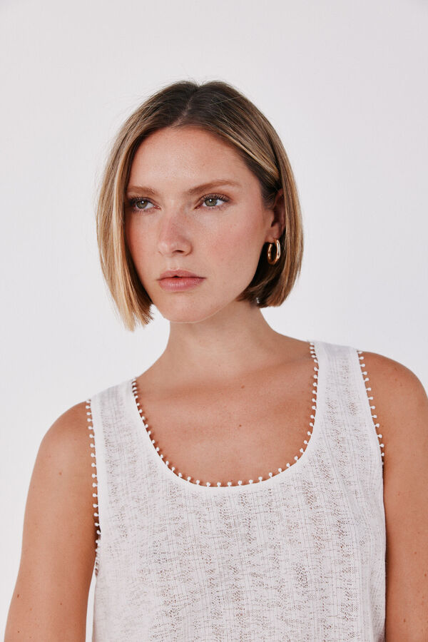Cortefiel Lace trim vest top White