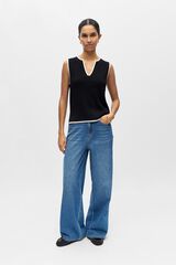 Object Contrast knit top Black