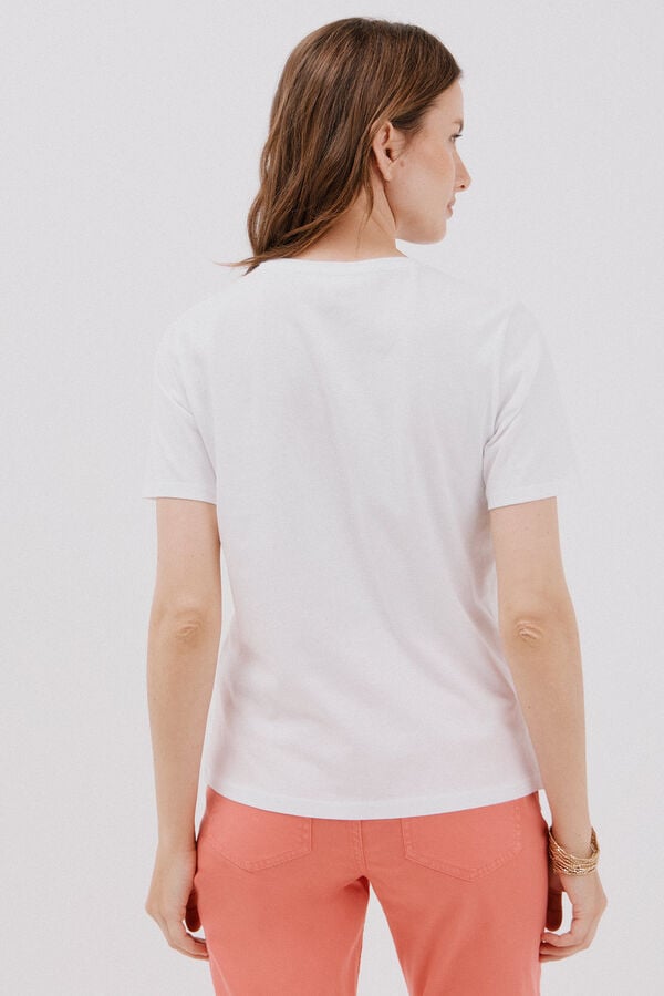 Cortefiel Positional print t-shirt White