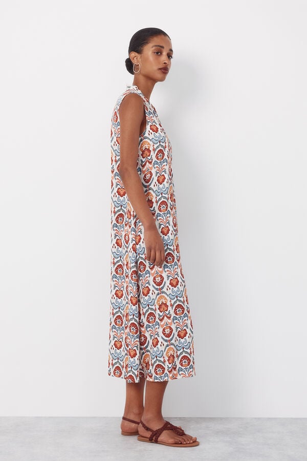 Cortefiel Fluid sleeveless dress Multicolour