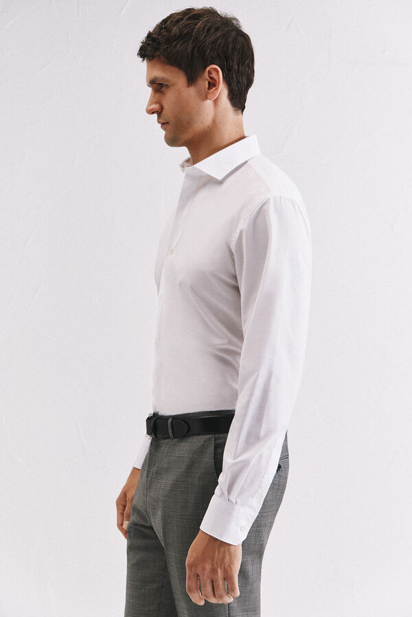 Cortefiel Slim fit easy-iron ottoman dress shirt White