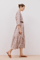 Cortefiel print dress with belt Printed white