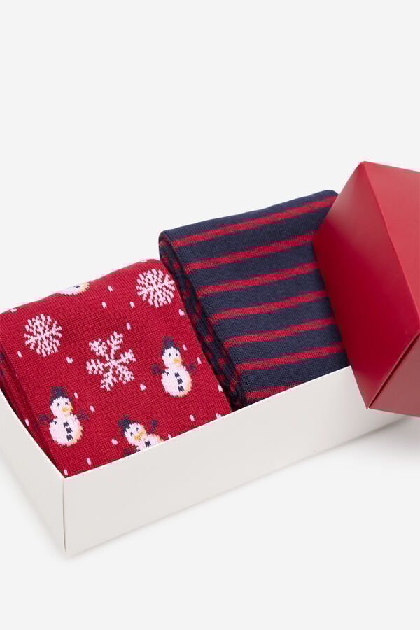 Cortefiel Box of 2 gift socks Red