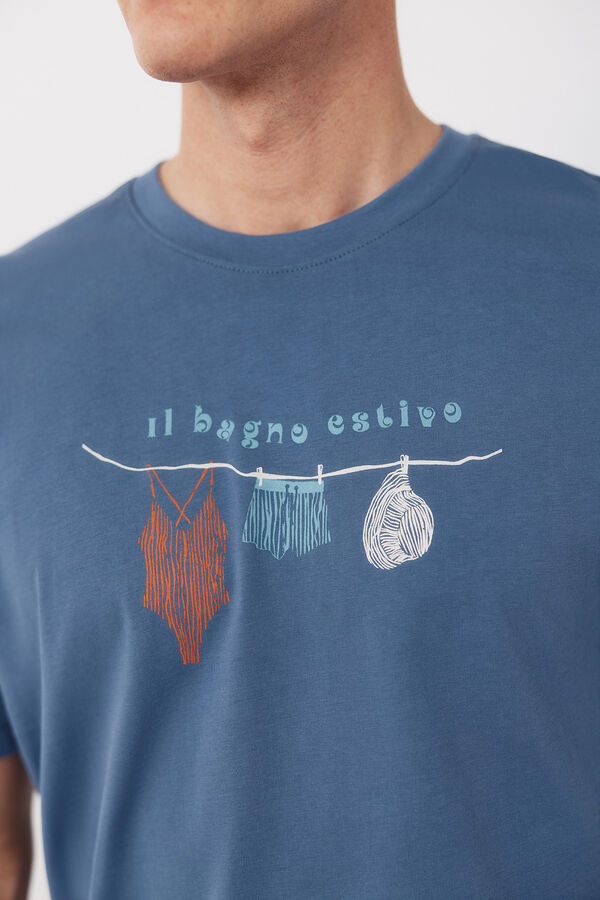 Cortefiel Graphic T-shirt Blue