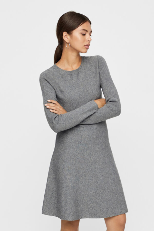 Cortefiel Jersey-knit dress with round neck Grey