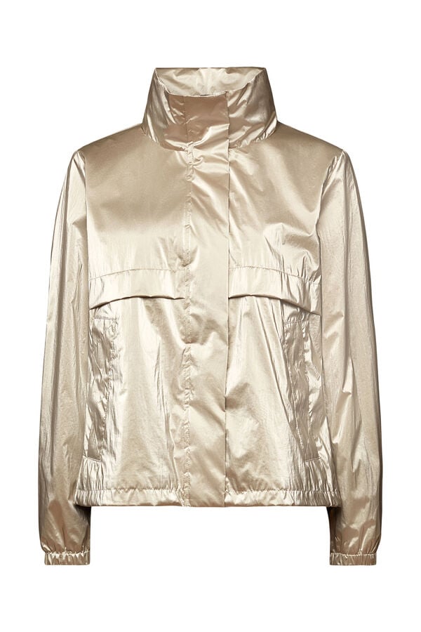 Cortefiel Short metallic jacket with hood Beige