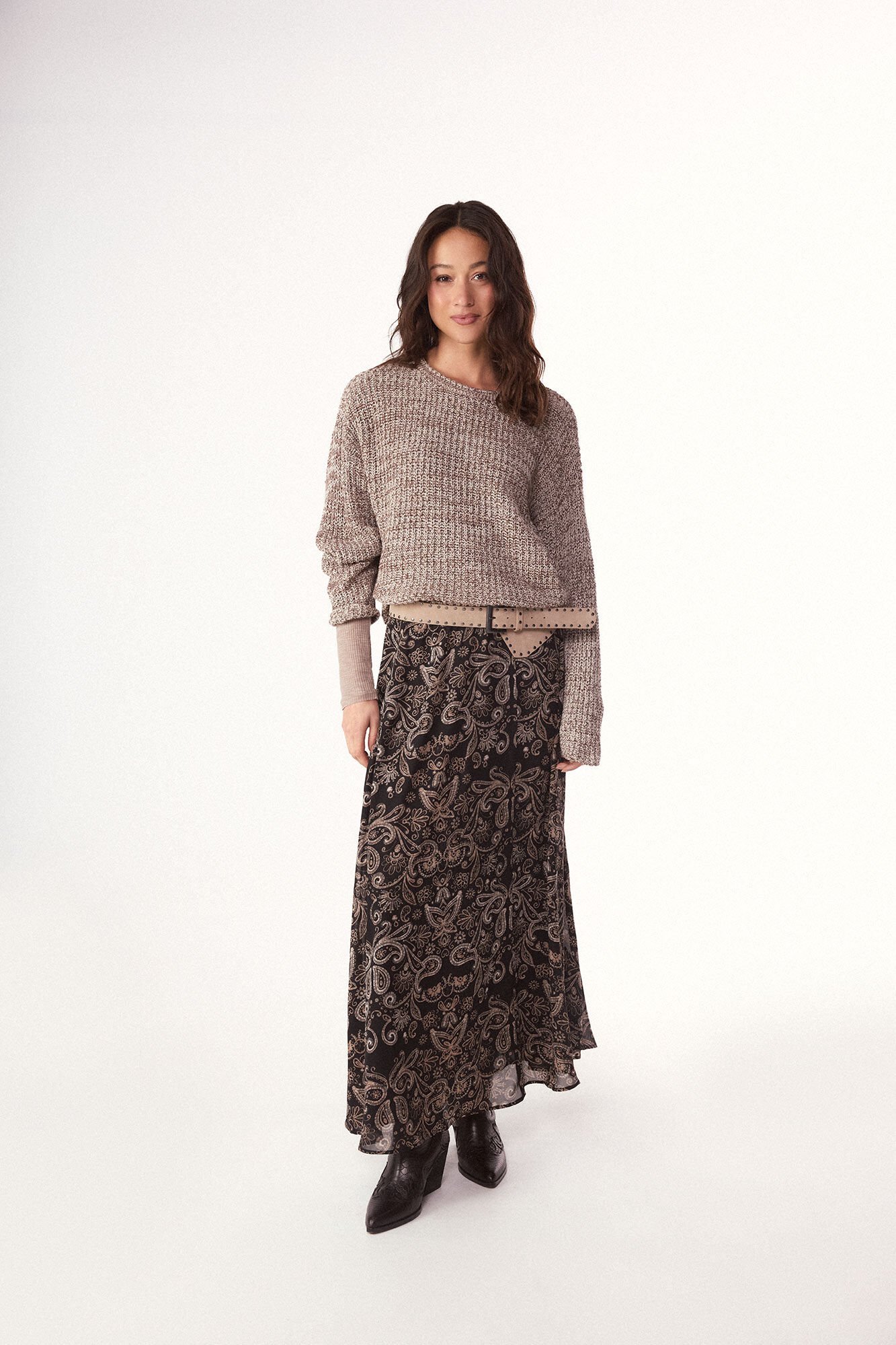 Cortefiel Jersey punto perlado Castanho