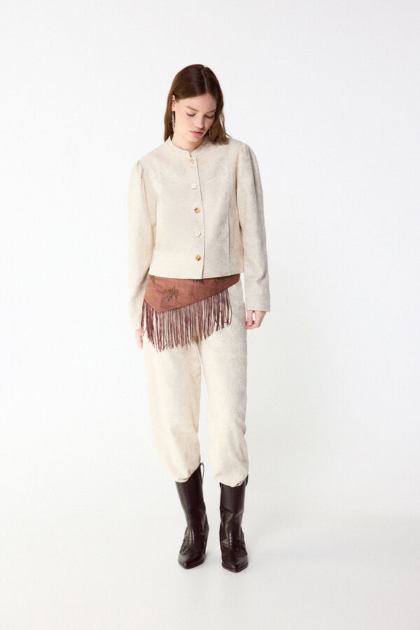 Slowlove Pantal&oacute;n recto bordado Ecru