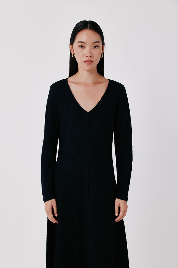 Cortefiel Jacquard dress Black