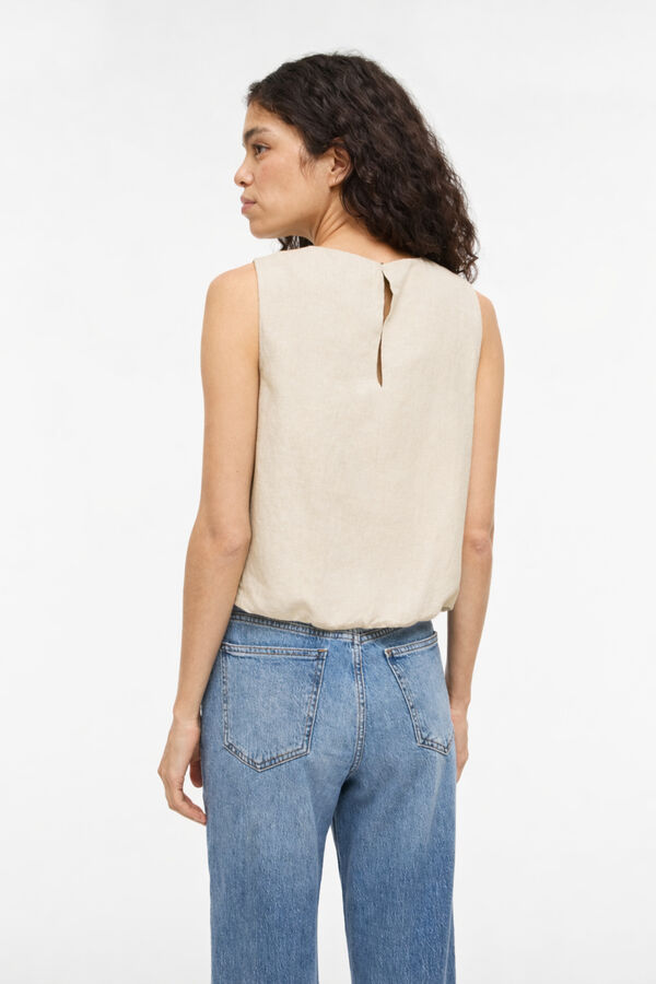 Vila Top de linho efeito bal&atilde;o Tostado