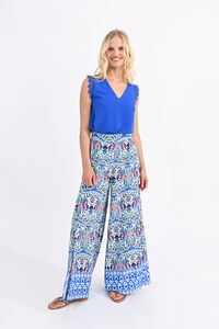 Cortefiel Women's printed wide leg trousers  Multicolour
