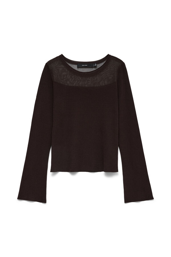 Vero Moda Top de malha com detalhe semitransparente Castanho
