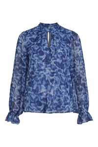 Cortefiel Blouse with long semi-sheer sleeves Blue