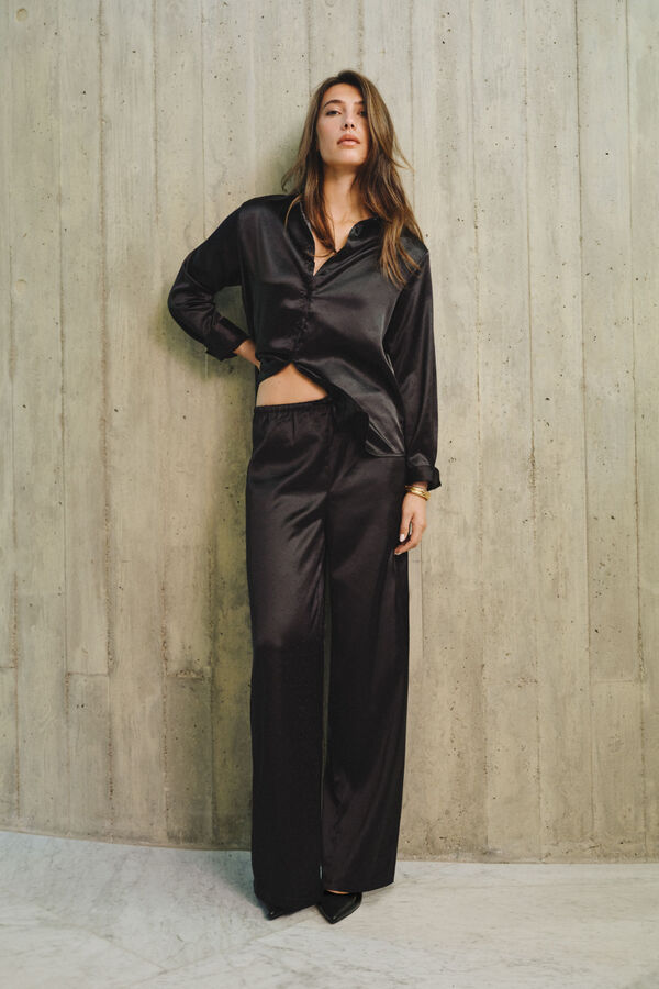 Cortefiel Rhinestone pants Black